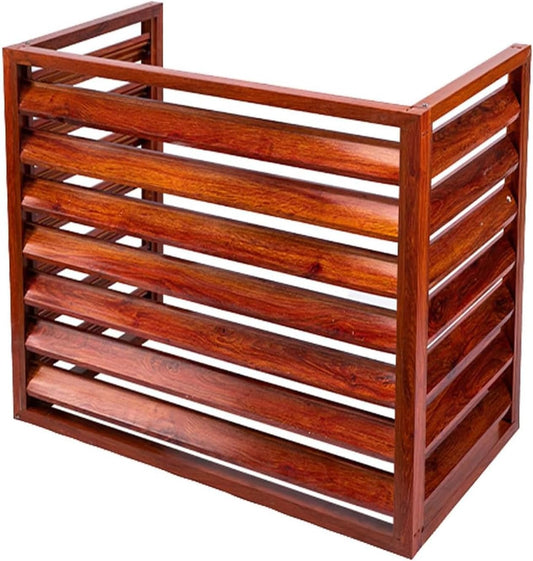 GENERIC Housse De Protection Extérieure En Aluminium Pour Climatiseur – Pompe à Chaleur Et Condensateur Avec Clôture D'intimité à Persiennes Motif Grain De Bois Dimensions (L X L X H) : 100 X 50 X 70 Cm