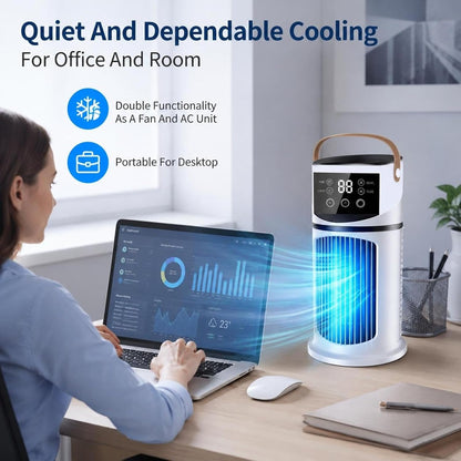  Climatiseurs Portatifs | 4 En 1 Climatiseur Portable | Ventilateur De Bureau Silencieux Rafraîchisseur D'Air | Rechargeable Par USB, Pour La Chambre, Le Bureau, La Maison